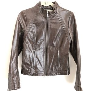 Laundry by Shelli Segal brown leather jacket